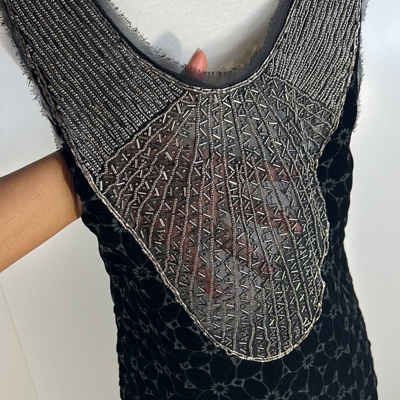 FREE PEOPLE black velvet beaded neck shift dress - Picture 12 of 16